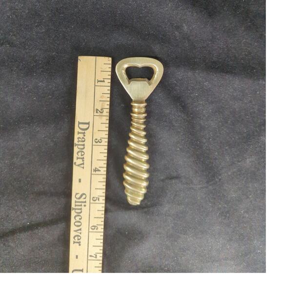 Vintage Solid Brass Bottle Opener Spiral Handle Decorative Barware - Picture 5 of 5